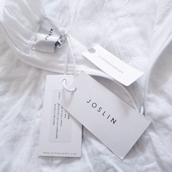 NWT Anthropologie Joslin Linen Taylor Mini Dress White Quiet Luxury Boho Resort - Picture 4 of 12